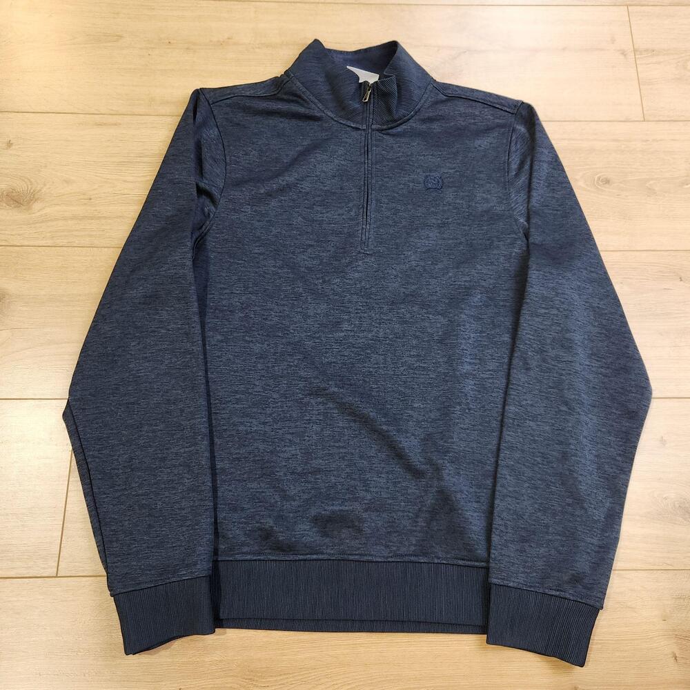 Cinch Sweatshirt Mens Small Blue Solid 1/4 Zip Fleece Mock Neck Pullover Western
